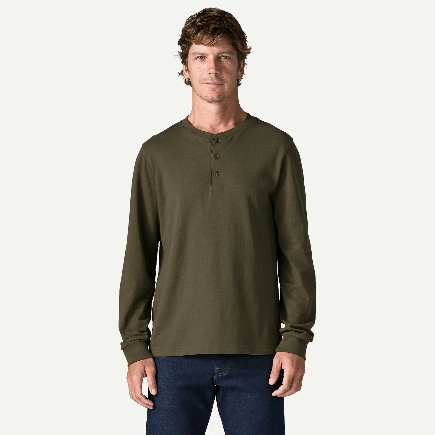 Men's Long-Sleeved Henley Shirt - US 7940