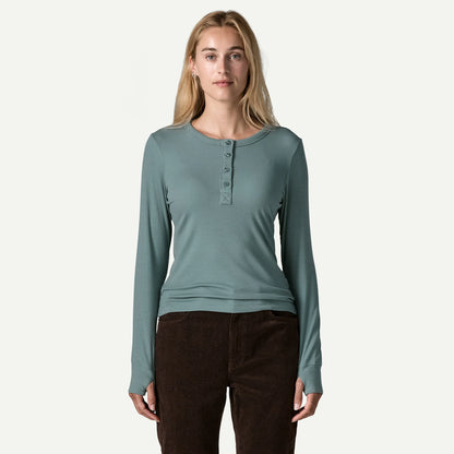 Women's Long-Sleeved Rib-Knit Henley - US 4458