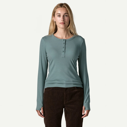 Women's Long-Sleeved Rib-Knit Henley - US 1789