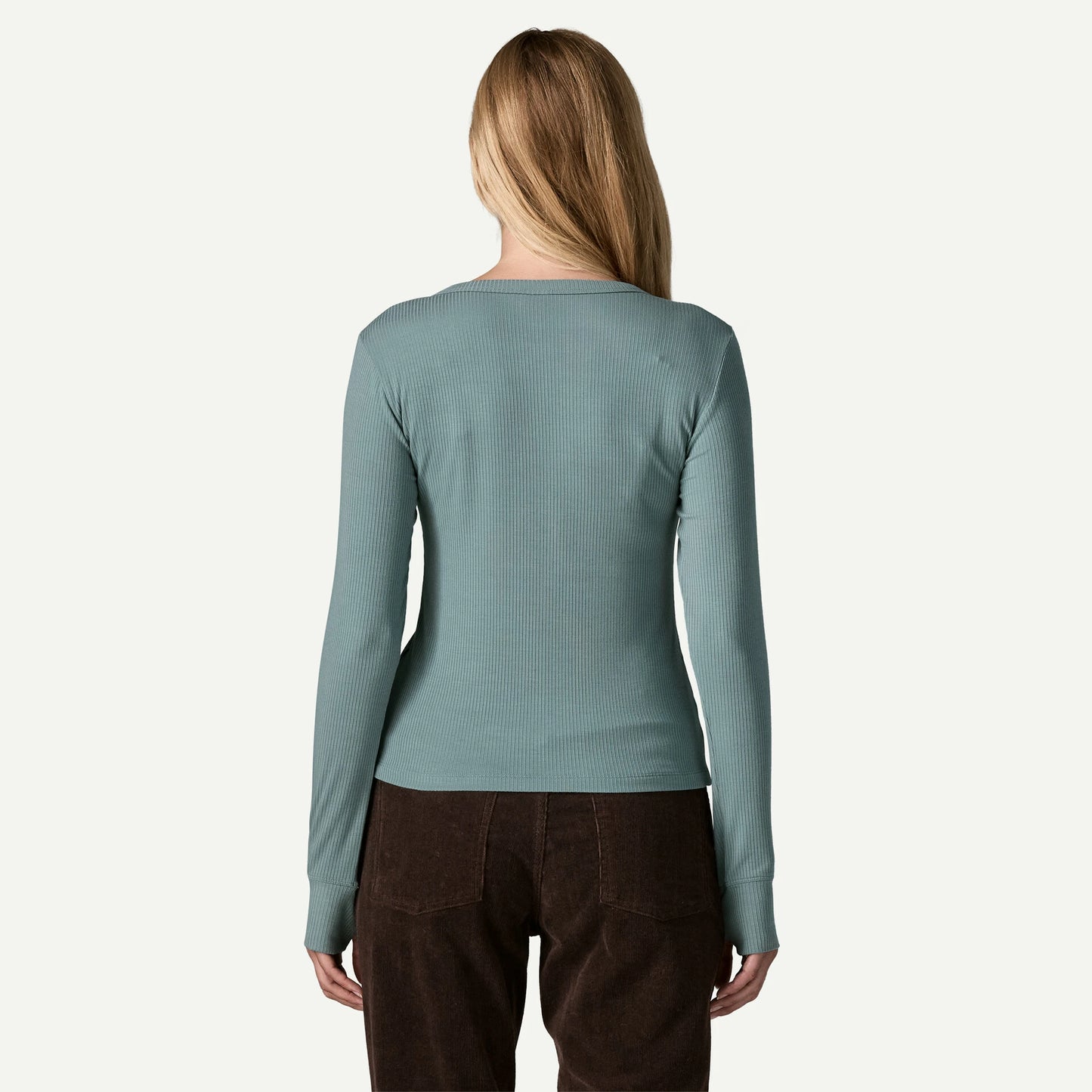 Women's Long-Sleeved Rib-Knit Henley - US 4458